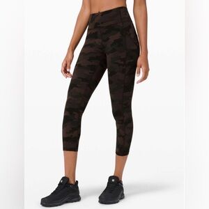 Lululemon sz 6 Invigorate High-Rise Crop 23" Heritage 365 Camo Brown Earth Multi